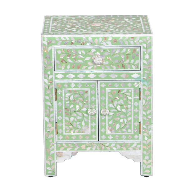 Mother of Pearl Inlay Bedside Table - Light Green