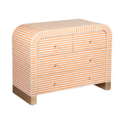 Bone Inlay 4 Drawer Chest of Drawers - Waterfall / Curved - Apricot