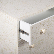 Bone Inlay Buffet 6 Drawer Chest of Drawers - White Floral, Gold Frame