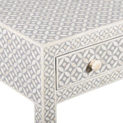 Bone Inlay 4 Drawer Hall Table or Side Table - Grey Geometric