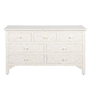 Bone Inlay 7 Drawer Chest of Drawers - White Geometric