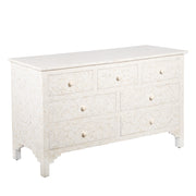 Bone Inlay 7 Drawer Chest of Drawers - White Geometric