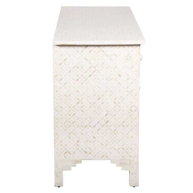 Bone Inlay 7 Drawer Chest of Drawers - White Geometric