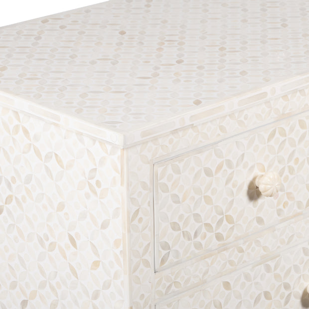 Bone Inlay 7 Drawer Chest of Drawers - White Geometric