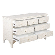 Bone Inlay 7 Drawer Chest of Drawers - White Geometric