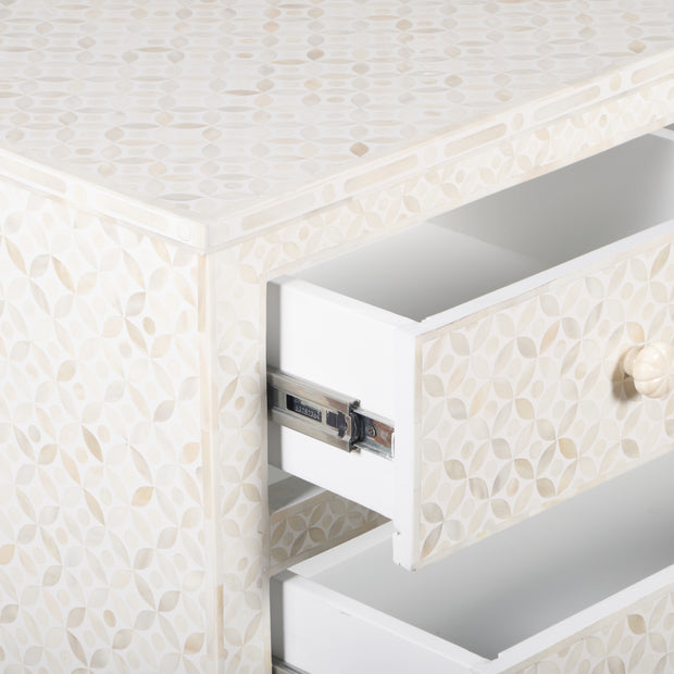 Bone Inlay 7 Drawer Chest of Drawers - White Geometric