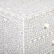 Bone Inlay 7 Drawer Chest of Drawers - Light Grey, Floral