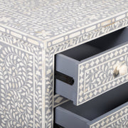 Bone Inlay 7 Drawer Chest of Drawers - Grey Floral