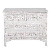 Mother of Pearl Inlay 4 Drawer Chest of Drawers - White Floral