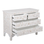 Mother of Pearl Inlay 4 Drawer Chest of Drawers - White Floral