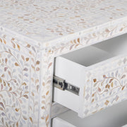 Mother of Pearl Inlay 4 Drawer Chest of Drawers - White Floral