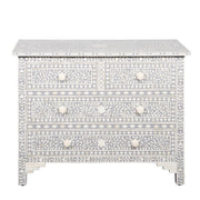 Bone Inlay 4 Drawer Chest of Drawers - Grey Floral