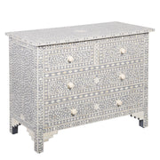 Bone Inlay 4 Drawer Chest of Drawers - Grey Floral