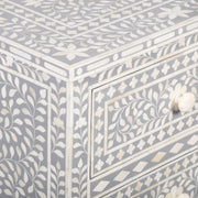 Bone Inlay 4 Drawer Chest of Drawers - Grey Floral