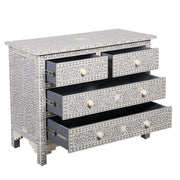 Bone Inlay 4 Drawer Chest of Drawers - Grey Floral