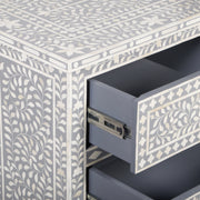 Bone Inlay 4 Drawer Chest of Drawers - Grey Floral