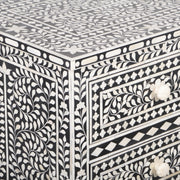 Bone Inlay 4 Drawer Chest of Drawers - Black Floral