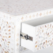 Mother of Pearl Inlay Drinks Cabinet / Buffet, White Floral