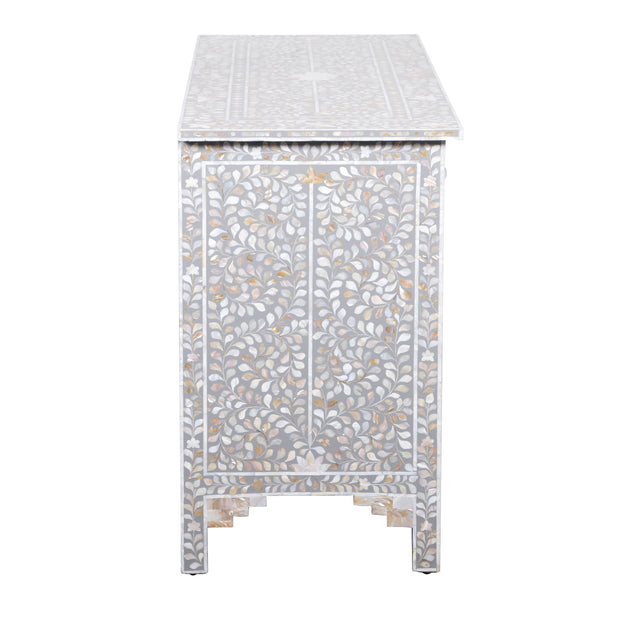 Mother of Pearl 4 Drawer Chest of Drawers - Grey Floral