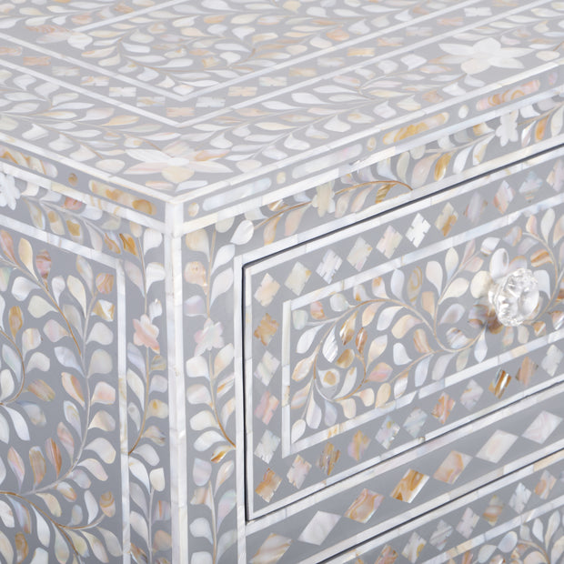 Mother of Pearl 4 Drawer Chest of Drawers - Grey Floral