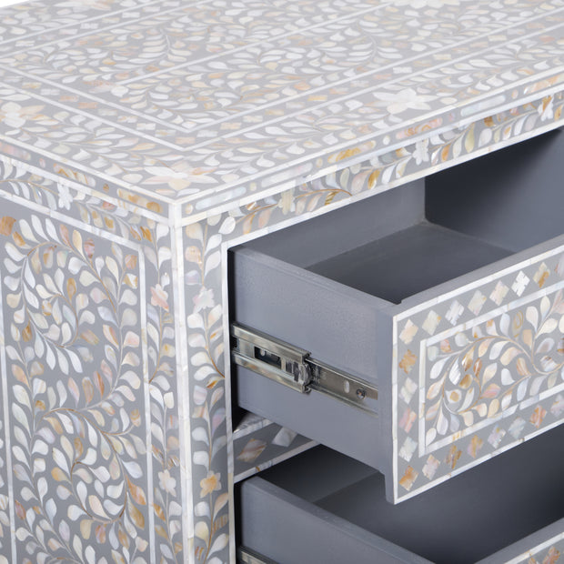 Mother of Pearl 4 Drawer Chest of Drawers - Grey Floral