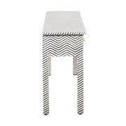 Bone Inlay 3 Drawer Hall Table or Side Table - Black Zig Zag