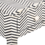 Bone Inlay 3 Drawer Hall Table or Side Table - Black Zig Zag