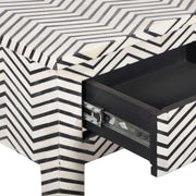 Bone Inlay 3 Drawer Hall Table or Side Table - Black Zig Zag