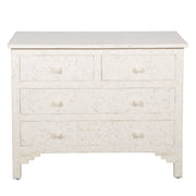 Bone Inlay 4 Drawer Chest of Drawers - White Geometric