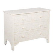 Bone Inlay 4 Drawer Chest of Drawers - White Geometric