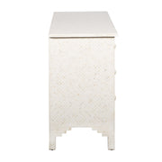 Bone Inlay 4 Drawer Chest of Drawers - White Geometric