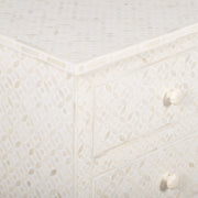 Bone Inlay 4 Drawer Chest of Drawers - White Geometric