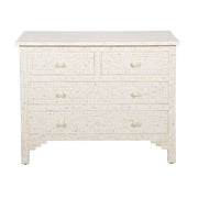 Bone Inlay 4 Drawer Chest of Drawers - White Floral