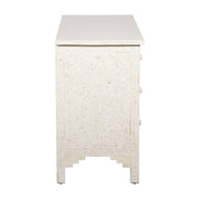 Bone Inlay 4 Drawer Chest of Drawers - White Floral