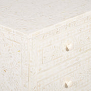 Bone Inlay 4 Drawer Chest of Drawers - White Floral