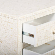 Bone Inlay 4 Drawer Chest of Drawers - White Floral