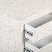 Bone Inlay Large 3 Drawer Bedside - White Geometric