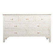 Bone Inlay 7 Drawer Chest of Drawers - White Floral