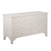 Bone Inlay 7 Drawer Chest of Drawers - White Floral