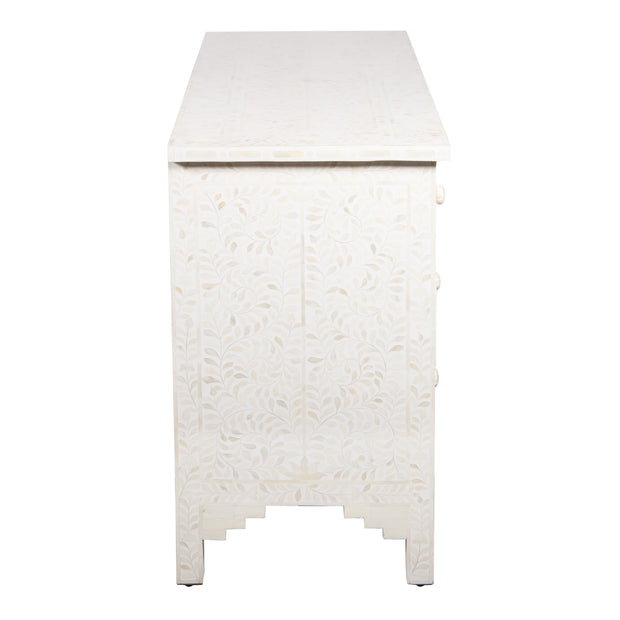 Bone Inlay 7 Drawer Chest of Drawers - White Floral