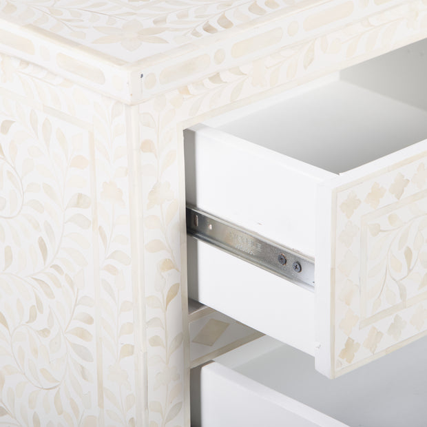 Bone Inlay 7 Drawer Chest of Drawers - White Floral