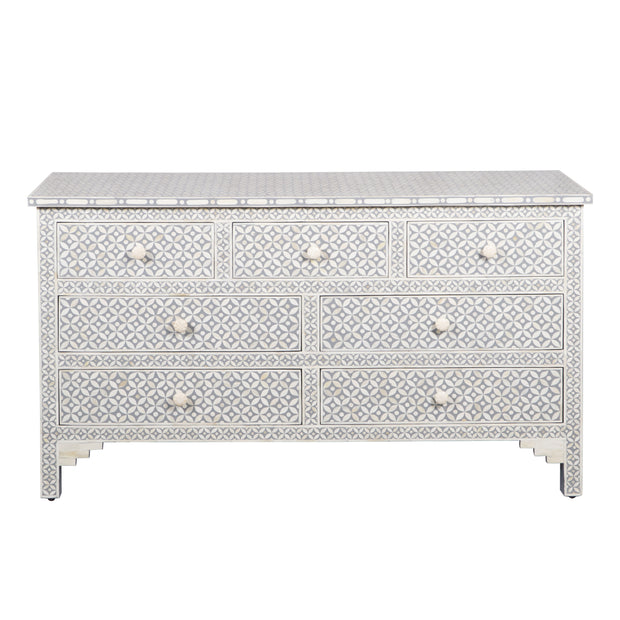 Bone Inlay 7 Drawer Chest of Drawers - Grey Geometric