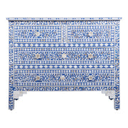 Mother of Pearl Inlay 4 Drawer Chest of Drawers - Blue Floral