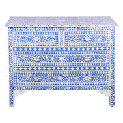 Mother of Pearl Inlay 4 Drawer Chest of Drawers - Blue Floral