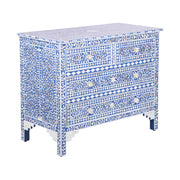 Mother of Pearl Inlay 4 Drawer Chest of Drawers - Blue Floral