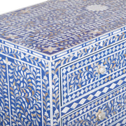 Mother of Pearl Inlay 4 Drawer Chest of Drawers - Blue Floral