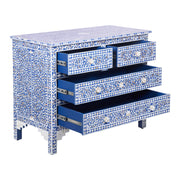 Mother of Pearl Inlay 4 Drawer Chest of Drawers - Blue Floral