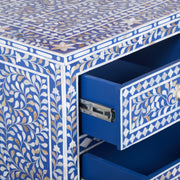 Mother of Pearl Inlay 4 Drawer Chest of Drawers - Blue Floral