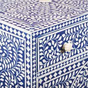 Bone Inlay Buffet Chest of Drawers - Indigo Blue Floral Scroll