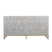 Bone Inlay Buffet - Light Grey Floral Scroll